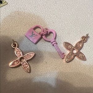 Elegant Pink and Gold Key Charm Set